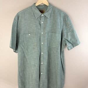 Foundry Men's 2XL Soft Green Cotton Chambray Classic Button-Up Shirt Pockets